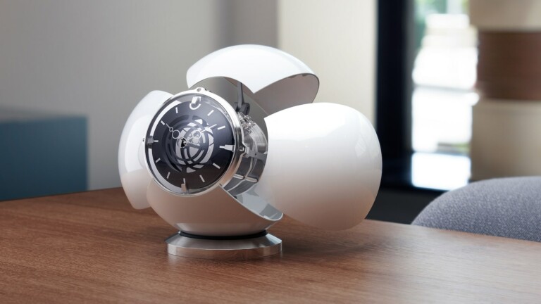 MB&F x L’Epée 1839 Orb state-of-the-art clock opens up and swivels like a transformer