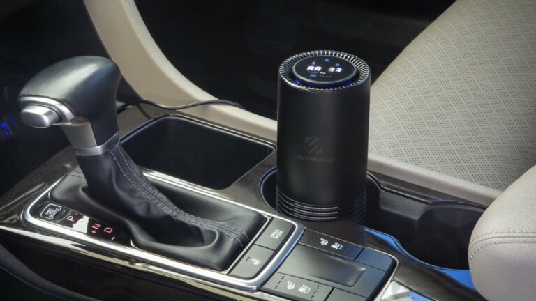 Scosche FrescheAir portable air purifier deodorizes while sitting in your car’s cup holder
