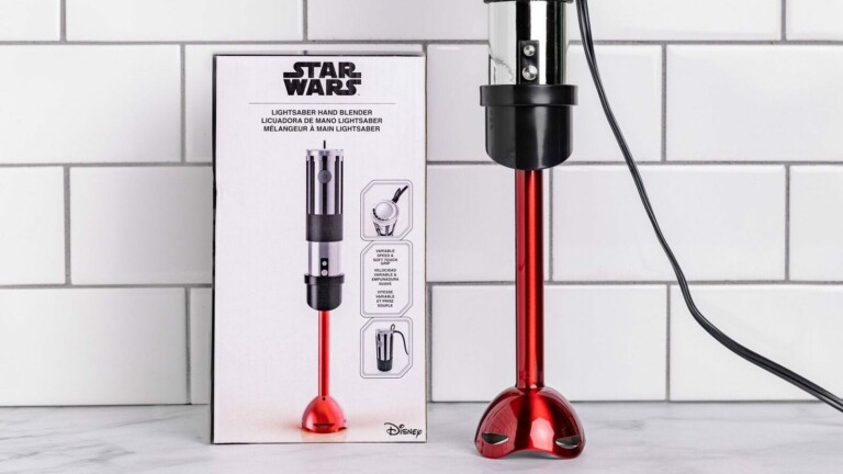 Star Wars Darth Vader Lightsaber Hand Blender has variable speeds for soups and sauces