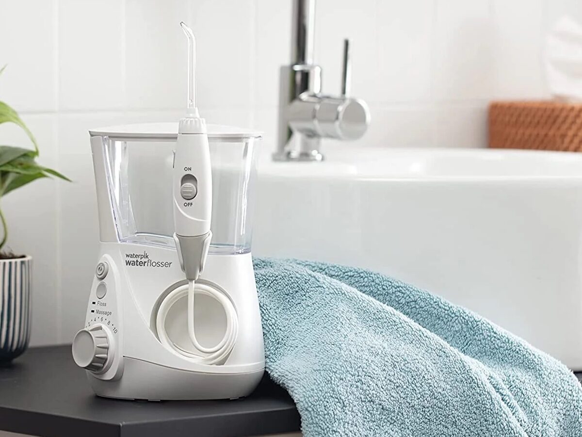 WATERPIK White Aquarius Water Flosser for Braces with Advanced Design on Gadget Flow
